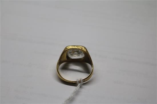 A Welsh antique yellow metal signet ring, 9.4g